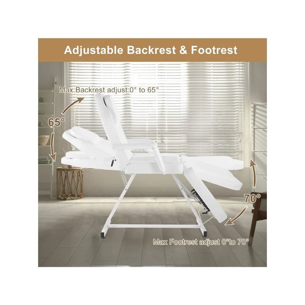 Massage Salon Tattoo Chair Esthetician Bed with Hydraulic Stool, Multi-Purpose Facial Bed Table, Adjustable Beauty Barbe