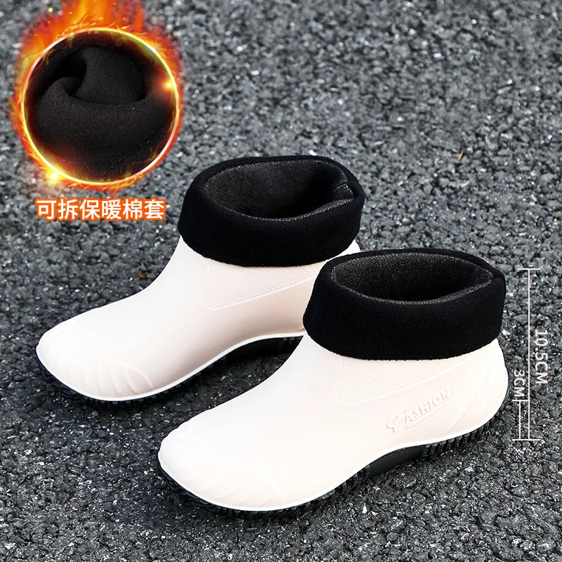 New Fashion Rain Shoes Women's Wear- resistant Short Tube Outer Wear Rain Boots Water Shoes Non-slip Car Wash Shoes