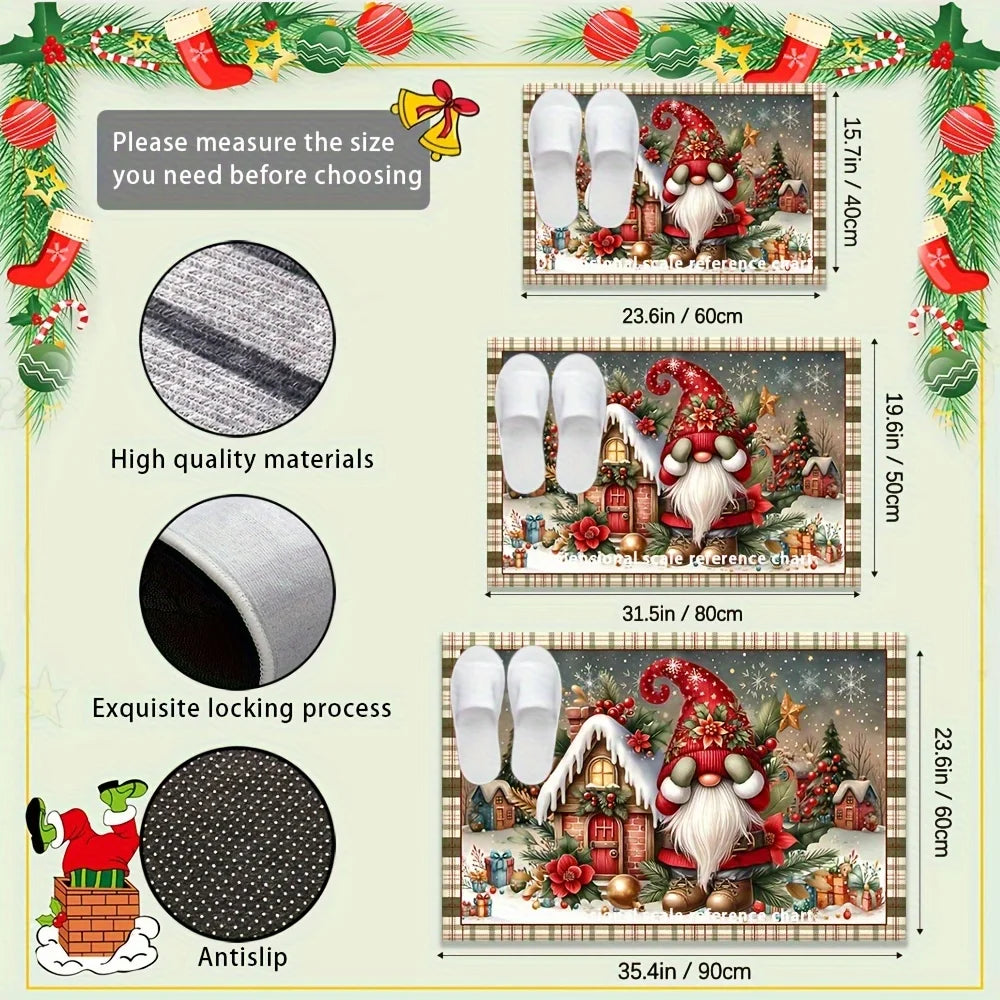 VIKAMA Cartoon Santa Claus Carpet Christmas Carpet Doormat Outdoor Carpet Welcome Mat Living Room Carpet Rug For Bedroom Home De