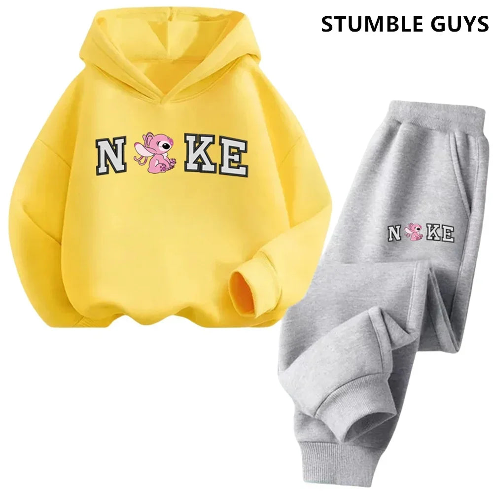 Children's Clothing Stitch Hoodie Set Boys Girls Casual Long-sleeved Sweatshirts Tops2-13 Years Old Kids Casual Trucksuit