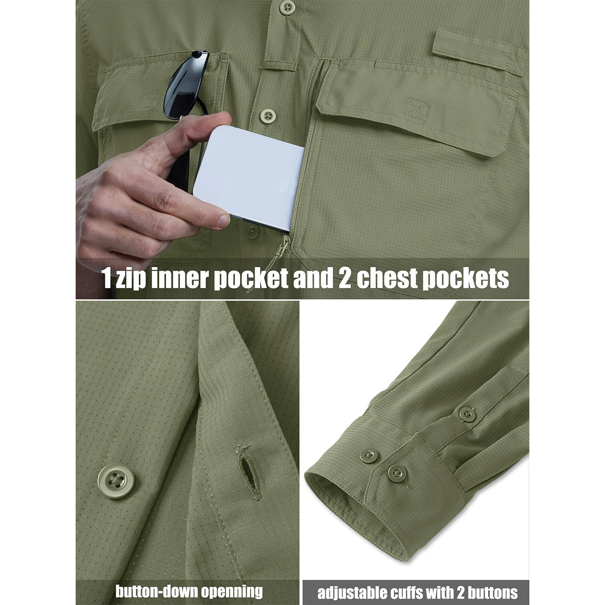 MAGCOMSEN Men's Long Sleeve Shirt with 3 Pockets