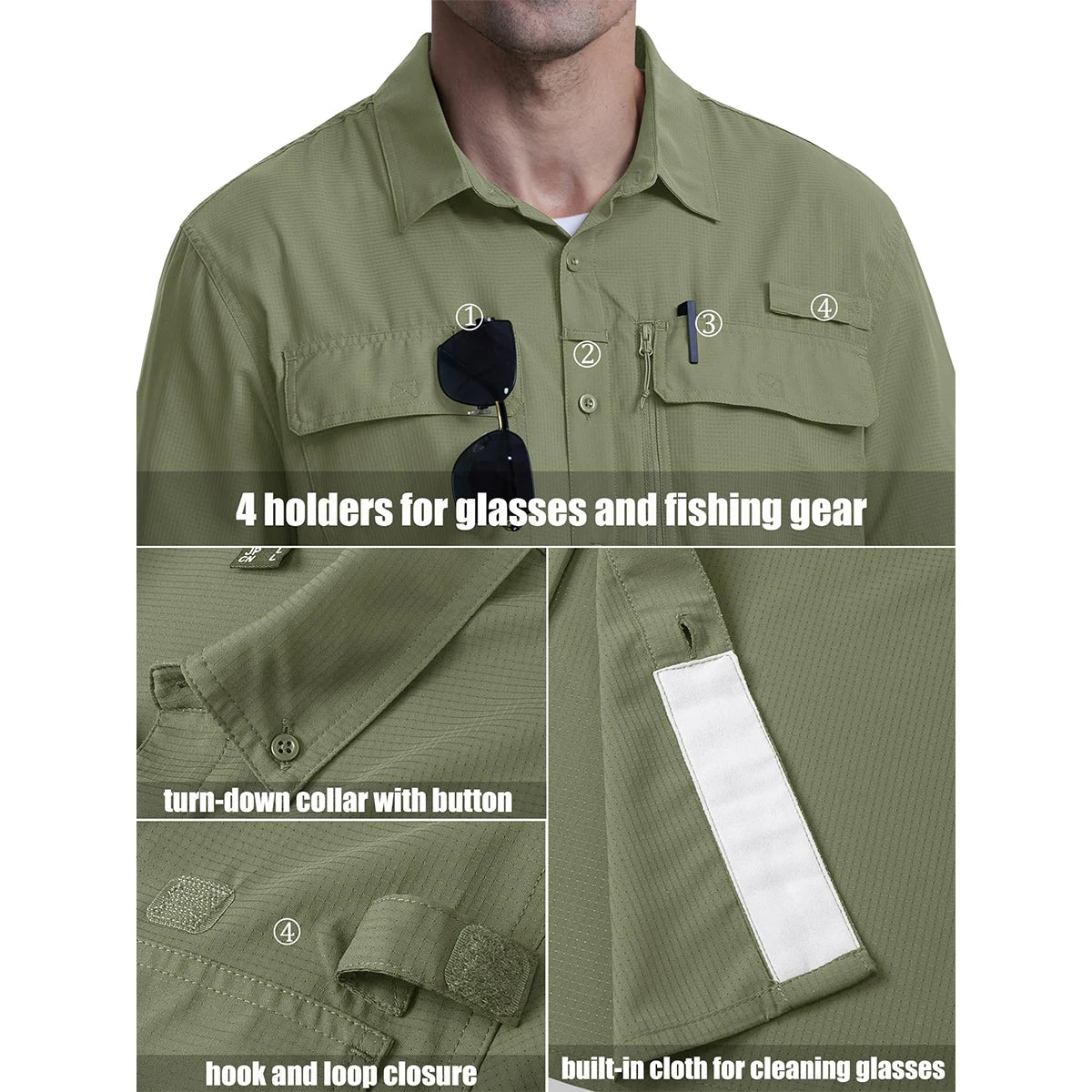 MAGCOMSEN Men's Long Sleeve Shirt with 3 Pockets