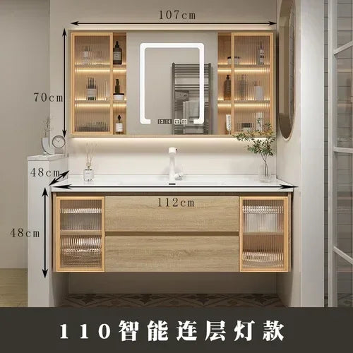 Jewelry Locker Decorations Bathroom Cabinet Small Mirror Wooden Closet Display Cabinet Shelves Washbasin Gabinetesalon Furniture