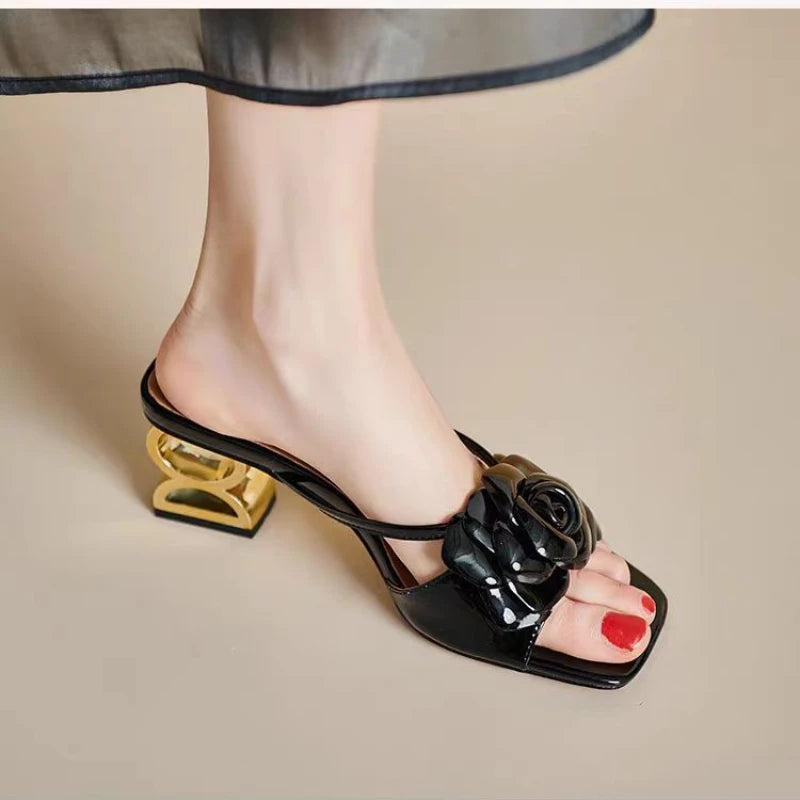 Flowers Black Shoes