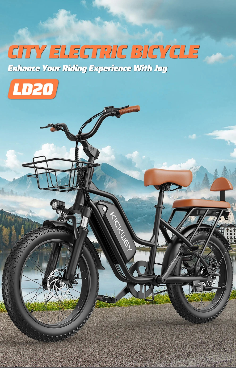Electric Bike for Adults,20'' 1500W Peak Ebike, Up to 50 Miles 32MPH Electric Mountain Bike with 48V 20AH Removable Battery