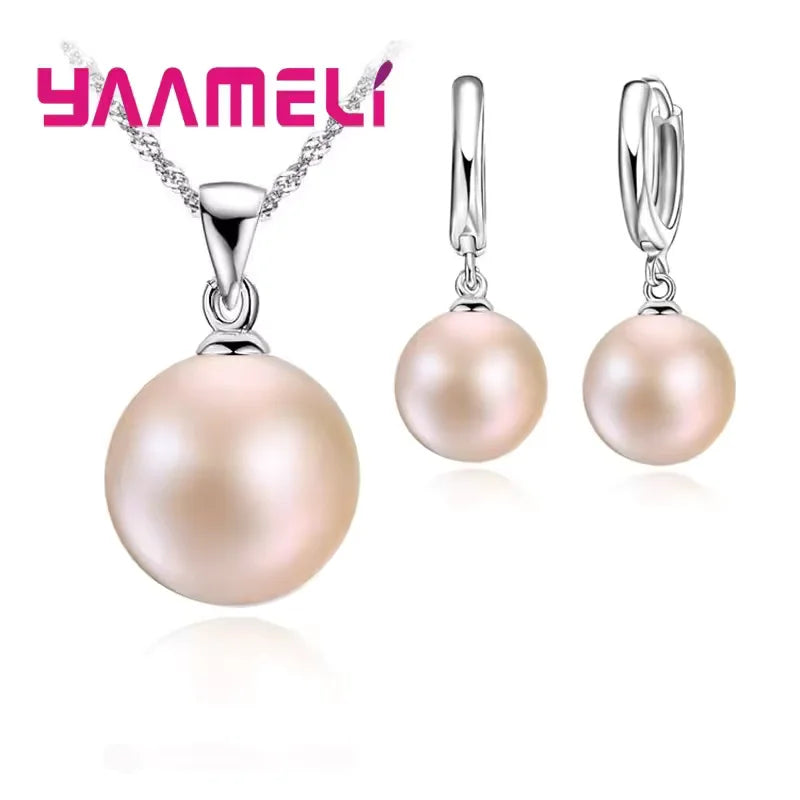 34 Designs Big Promotion 925 Sterling Silver Jewelry Set for Woman Girl Pearl Rhinestone Zircon Pendant Necklace Earrings Chain