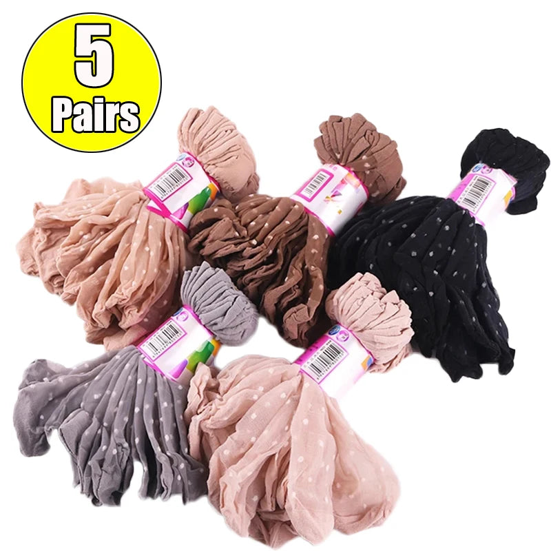 Black Dot Transparent Socks Ultra-thin Elastic Women Crystal Silk Socks Nylon Fashion Ladies Summer Short Ankle Socks