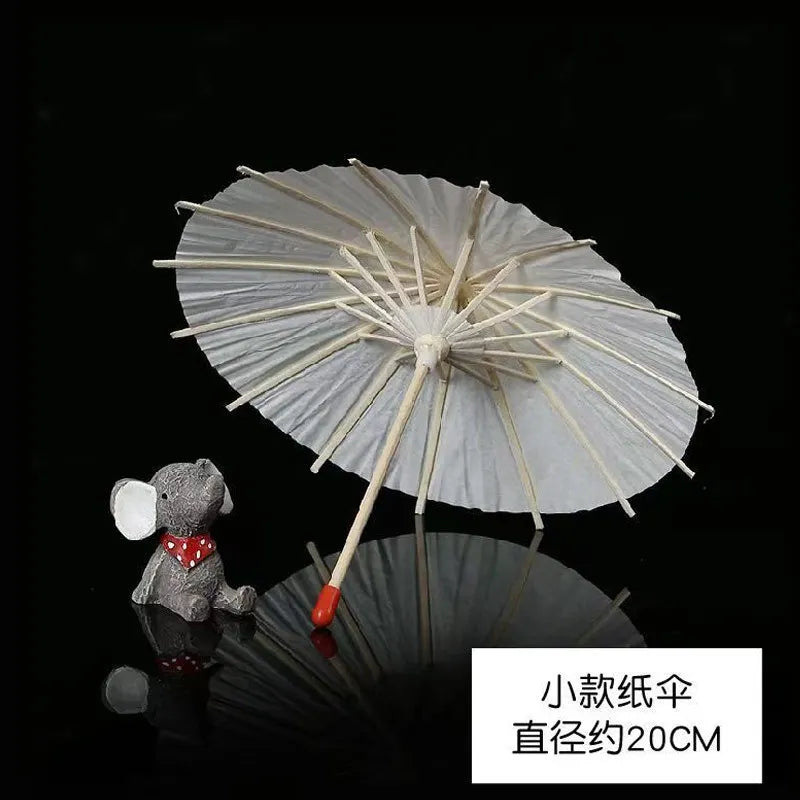 20cm-84cm Parasol Umbrellas Wedding Photo Cosplay Prop Paper Umbrella DIY Hand-painted White Umbrella Summer Whites Party Decor