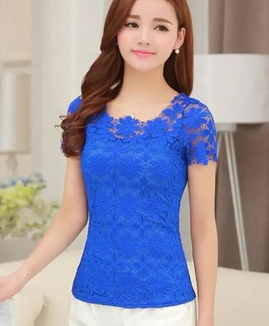 women tops Lace Shirt Blusas Femininas Blouses & Shirts New Fashion Short sleeve Women Blouse plus size Women Clothing 5XL