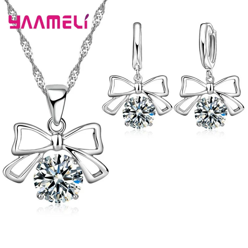34 Designs Big Promotion 925 Sterling Silver Jewelry Set for Woman Girl Pearl Rhinestone Zircon Pendant Necklace Earrings Chain