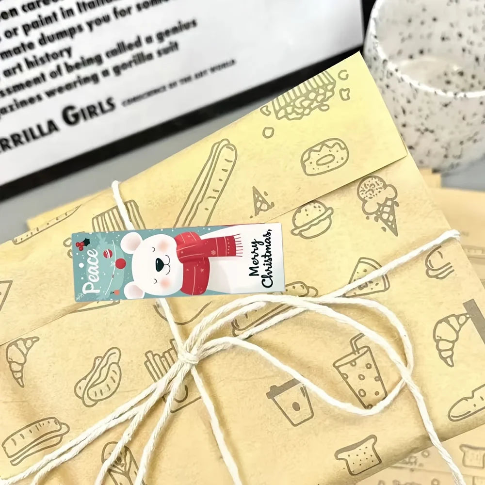 120pcs Christmas Stickers Roll - Cute Santa Polar Bear, Merry Christmas - for Gift Wrapping, Packaging - Paper-Based