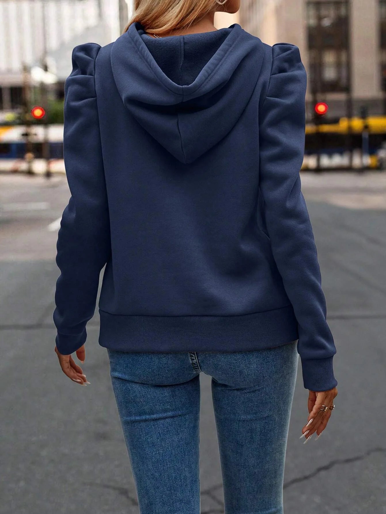 2024 Autumn Winter New Polo Hoodie Solid Color Long Sleeve Fashion Stacked Sleeve Casual Comfortable Women's Hoodie