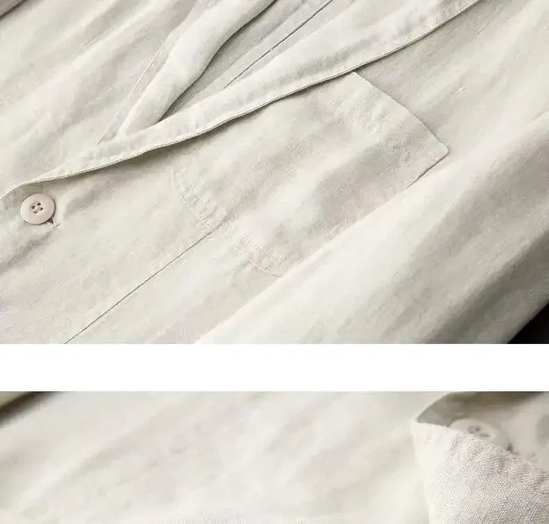Men's Spring Summer Casual Sets Cotton Linen Two-piece Set Blazer Jacket + Pants Casual Business Thin Clothing Breathable Suit