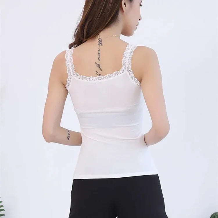 Camisole Plus Size Lingere Tank Top Lace Strap White Black Sleep Vest Bralette Crop Top Sexy Camis Slim Corset Undershirt Tanks