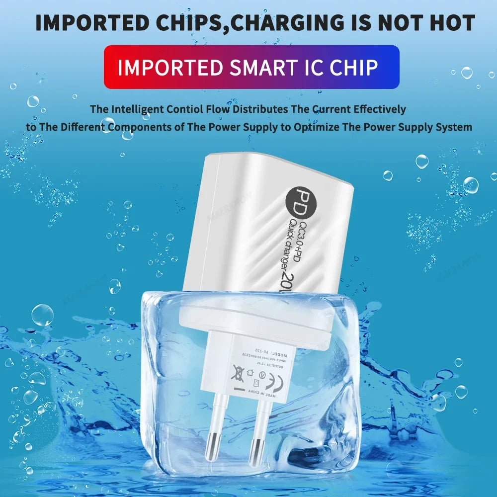 USB C Charger 20W PD Fast Charging Phone Charger Adapter For iPhone Samsung Xiaomi Huawei Quick Charge EU/US Plug Wall Charger