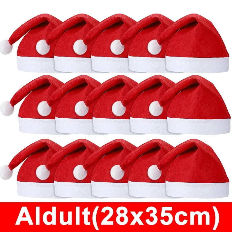Adults Kids Christmas Hats Non-woven Fabric Santa Claus Xmas Hats Merry Christmas Home New Year Gifts Festive Party Supplies