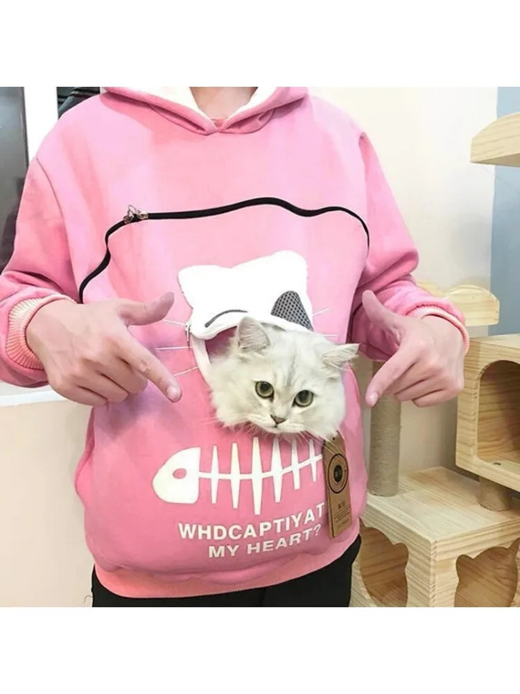 3XL Cat Lovers Hooded Sweatshirt Kangaroo Dog Pet Paw Dropshipping Pullovers Cuddle Pouch Fish Pocket Hoodie Tops