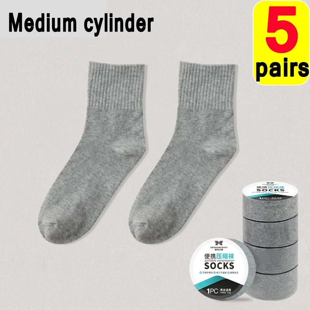 Breathable Disposable Highly Elastic Socks Outdoor Portable Simple Compression Travel Thin Sweat-Absorbing Sports Cotton Socks