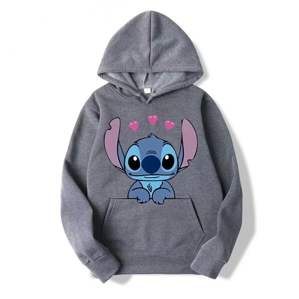 Halloween Costumes Women Warm Winter Jacket Women Disney Lilo & Stitch Pattern Sweatshirt Harajuku Style Women Oversized Hoodie