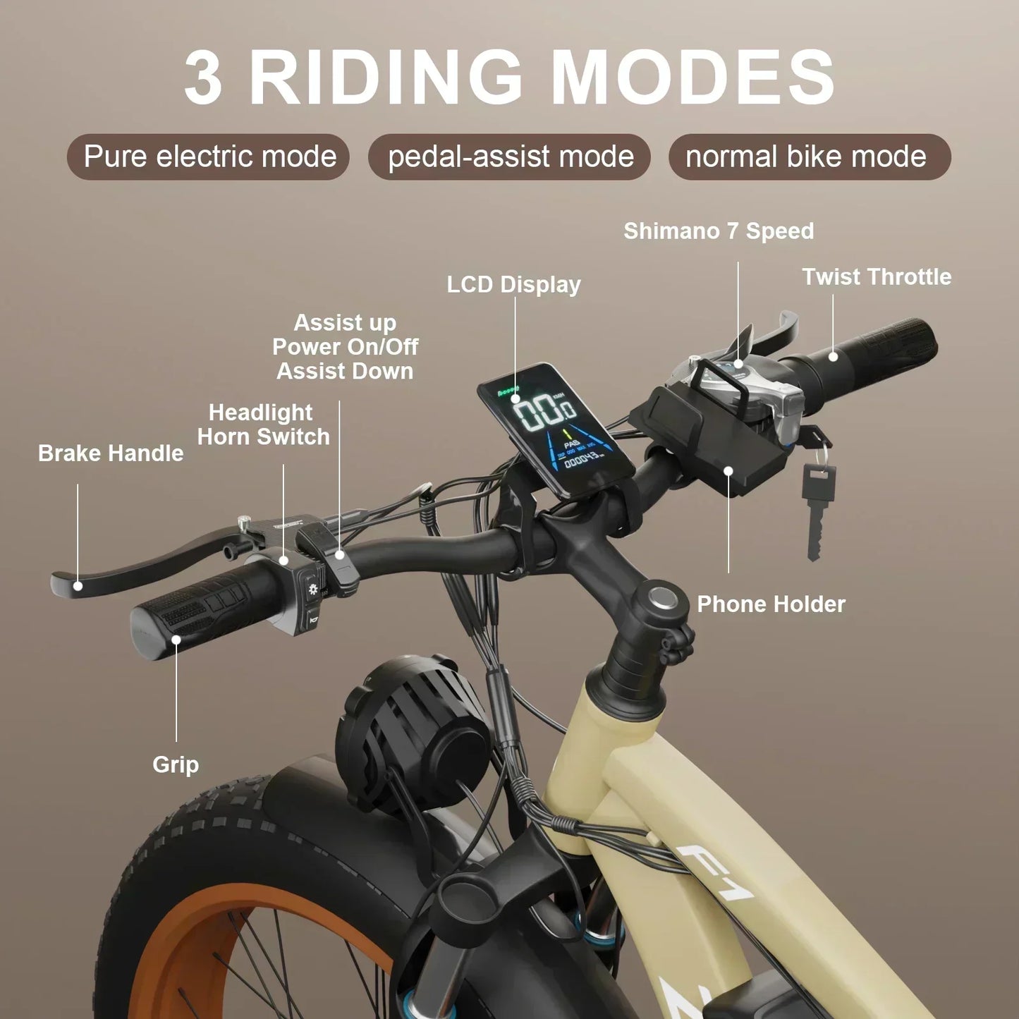 Electric bike F1 2000w Dual Motor 48V 22AH battery Adult Electric Bicycle 26inch tire Hydraulic brake Snow beach Mountain E bike