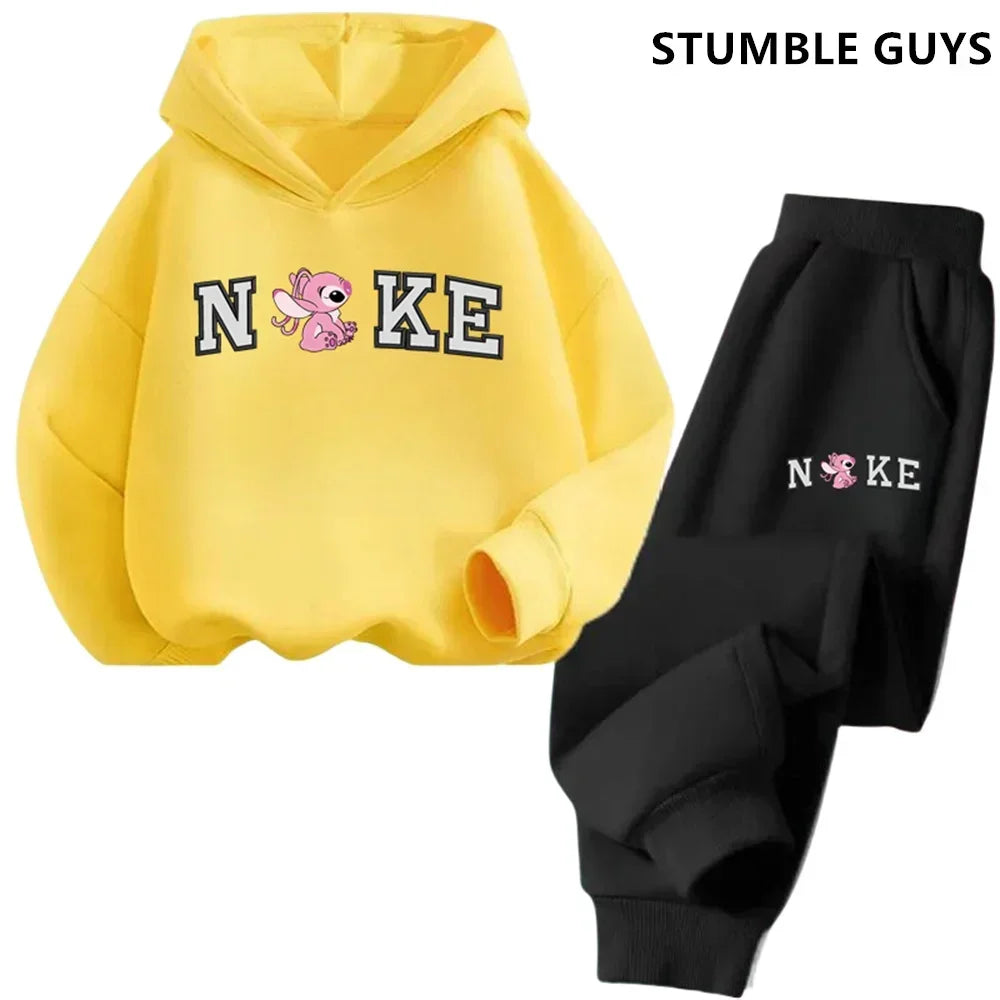 Children's Clothing Stitch Hoodie Set Boys Girls Casual Long-sleeved Sweatshirts Tops2-13 Years Old Kids Casual Trucksuit