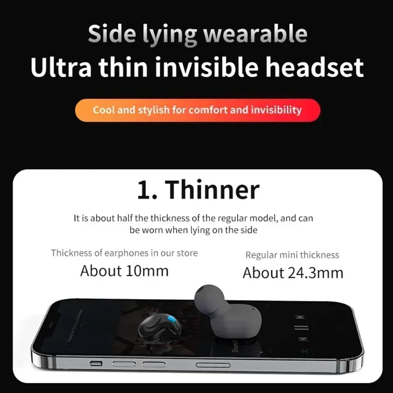 Sleeping Earbuds Wireless Mini Headphones For Work TWS Bluetooth Earphone Stereo Hidden Headsets with Mic HD Call Waterproof X55