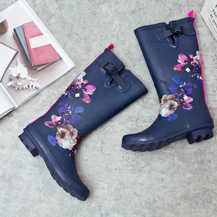 Fashionable Women's High Tube Rain Boots,
