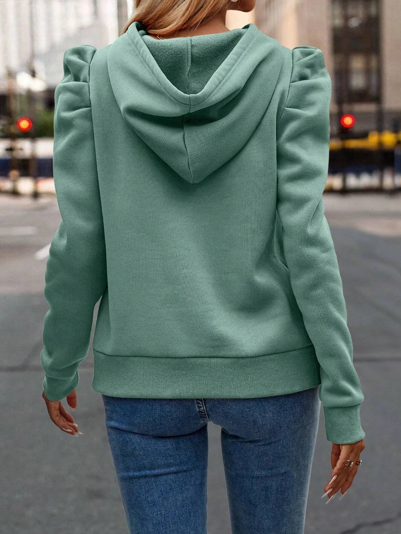 2024 Autumn Winter New Polo Hoodie Solid Color Long Sleeve Fashion Stacked Sleeve Casual Comfortable Women's Hoodie