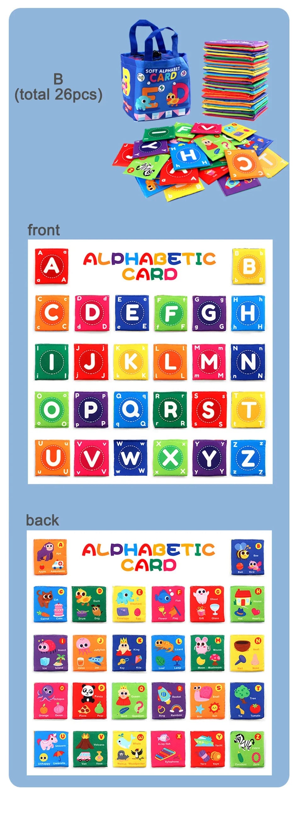 26pcs/set Baby Cloth Book Soft Flash Cards