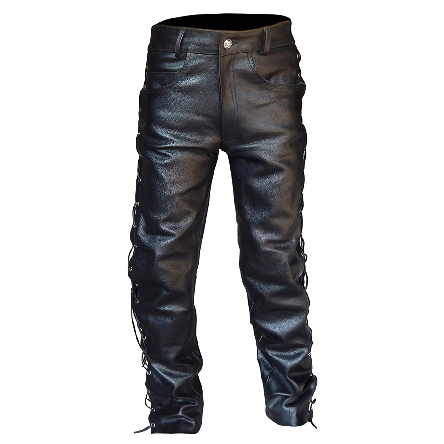 Plus Size 5XL Retro Mens Casual Trousers Straight Solid Black Pants