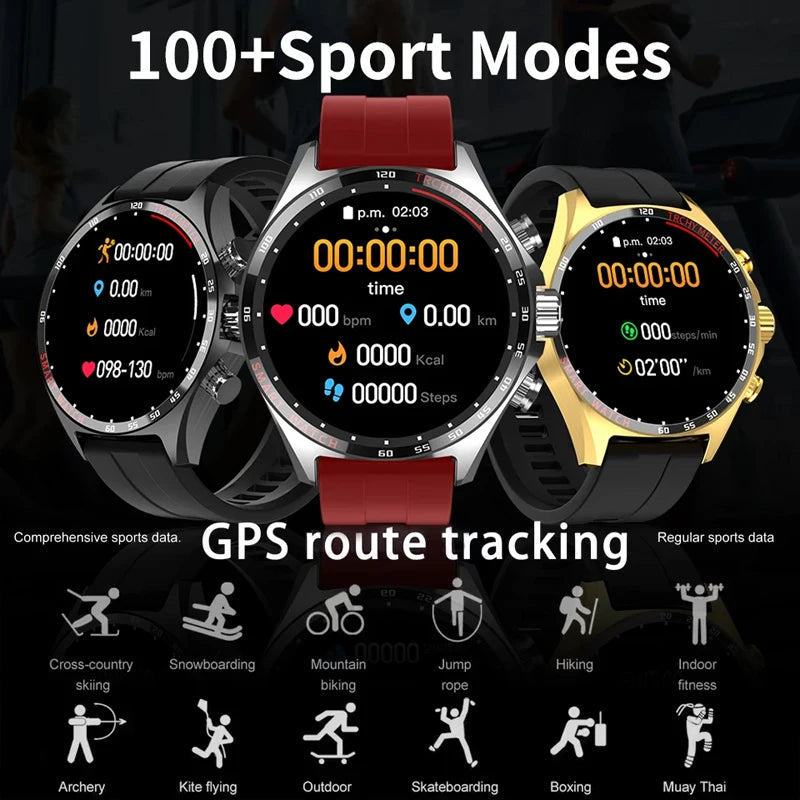 Hotsale Silver Gold Stainless Steel Color Smart Watch 1.58 Inch Bt Call Nfc Wireless Charging Smartwatch