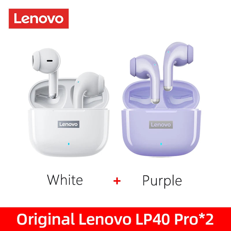 100%Original Lenovo LP40 Pro TWS Earphones Wireless Bluetooth 5.1 Sport Noise Reduction Headphones Touch Control 250mAH 2022 New