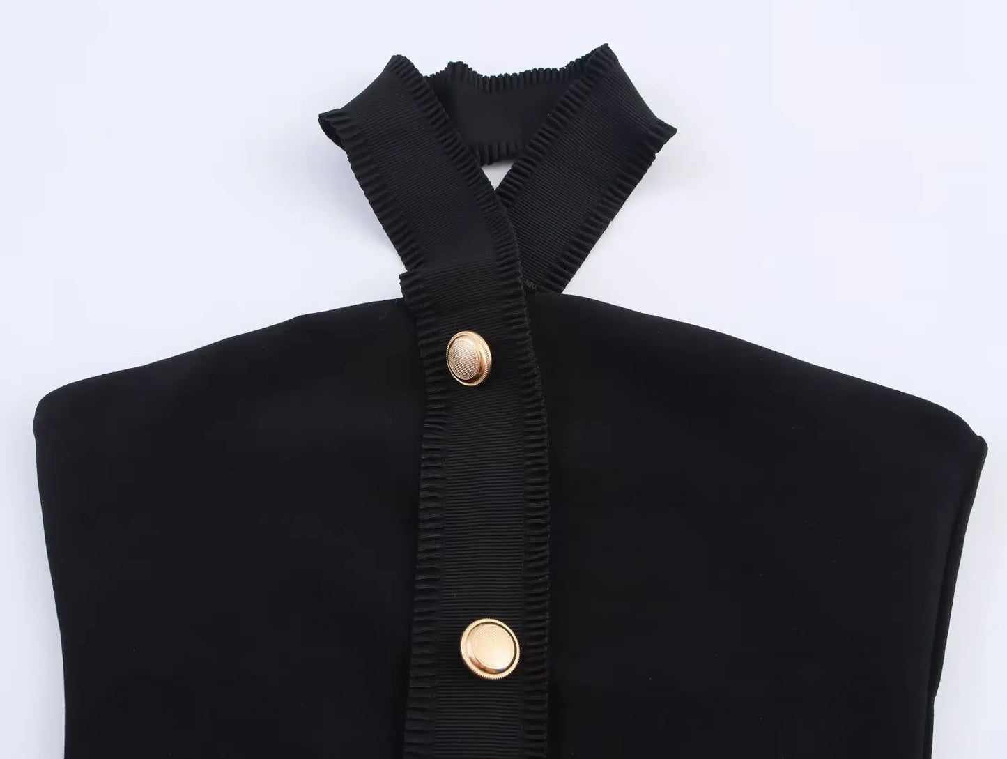 HH Women Suit Black Elasticity Neck Halter Button Design Sleeveless Backless Sexy Top+Elastic Waist Casual Slim Long Pant