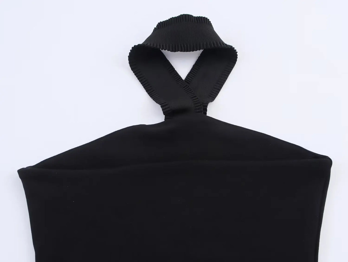 HH Women Suit Black Elasticity Neck Halter Button Design Sleeveless Backless Sexy Top+Elastic Waist Casual Slim Long Pant