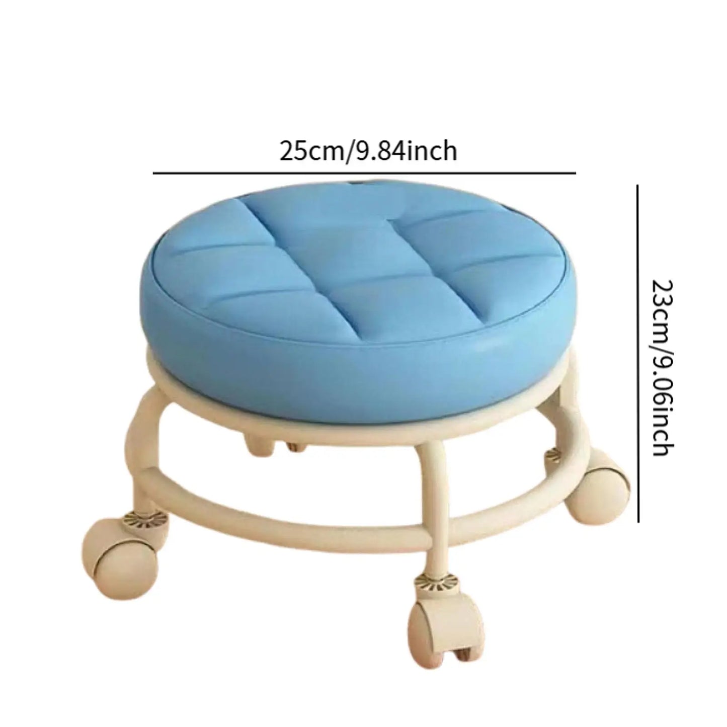 Low Rolling Stool with Wheels Sofa Footstool Universal Swivel Caster Adults Child Foot Rest for Home Office Porch Playroom