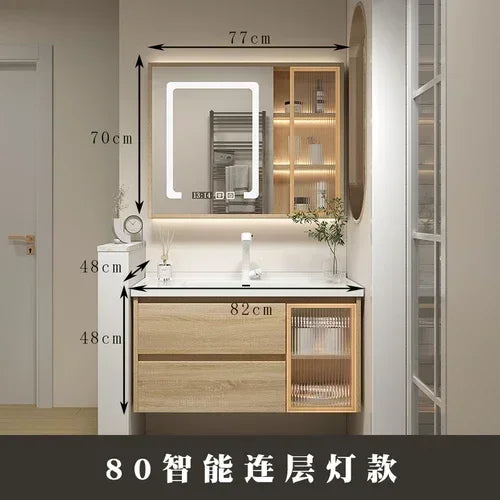 Jewelry Locker Decorations Bathroom Cabinet Small Mirror Wooden Closet Display Cabinet Shelves Washbasin Gabinetesalon Furniture