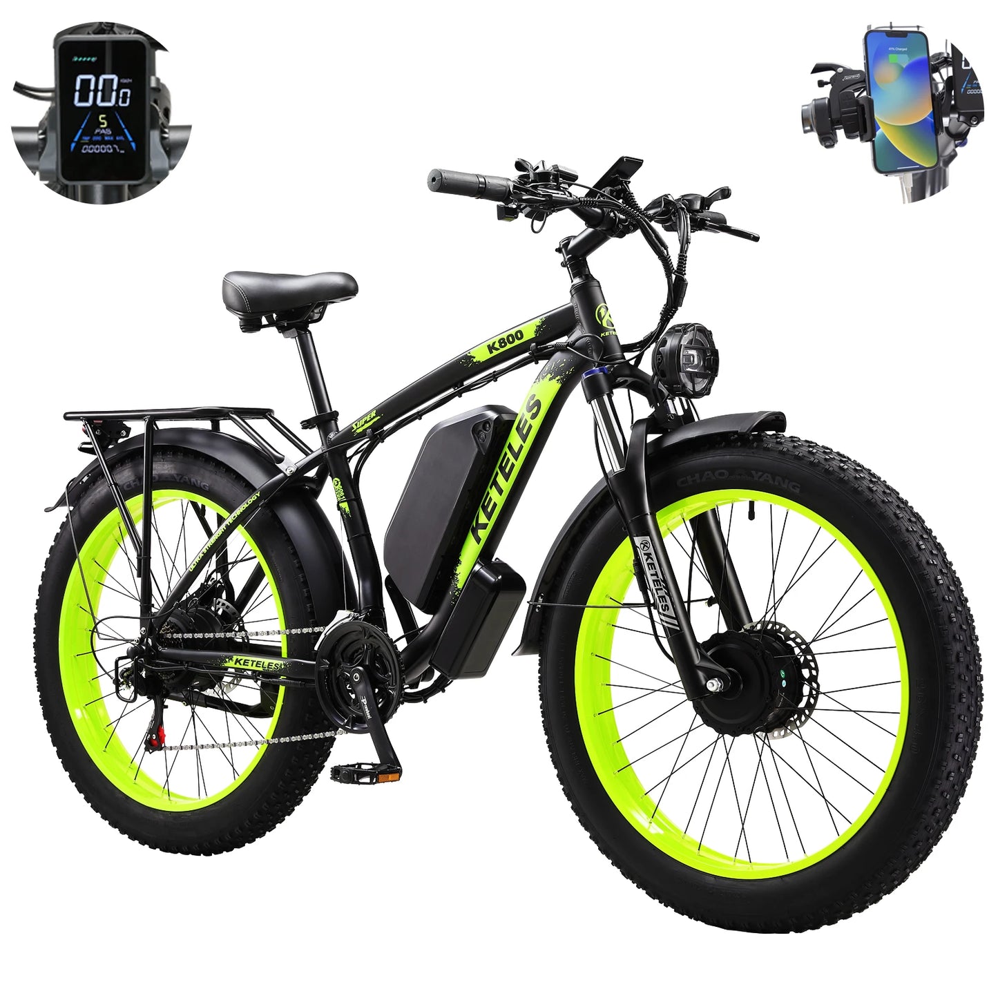 Electric Bike 2000W Dual Motor 48V23AH Lithium Battery E Bike Hydraulic Disc Brake 26 Inch All-terrain Fat Tire Electric Bicycle