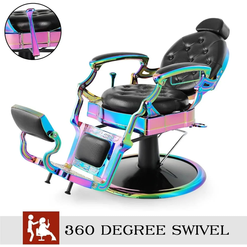 Retro Barber Chair Heavy Duty Barber Chairs Vintage Salon Chair Hydraulic Recline Beauty Spa Styling Equipment Rounded Cushioni