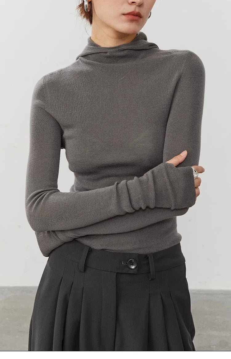 2025 Spring New Sport Style Long Sleeve Women Slim Knit Hoodies Minimalist High Strecth Ladies Pullovers Female Clothing Tops