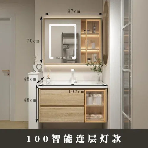 Jewelry Locker Decorations Bathroom Cabinet Small Mirror Wooden Closet Display Cabinet Shelves Washbasin Gabinetesalon Furniture