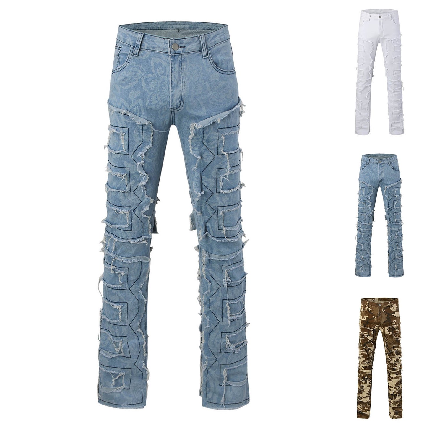 Men Casual Tassels Multi Pocket Cargo Pants