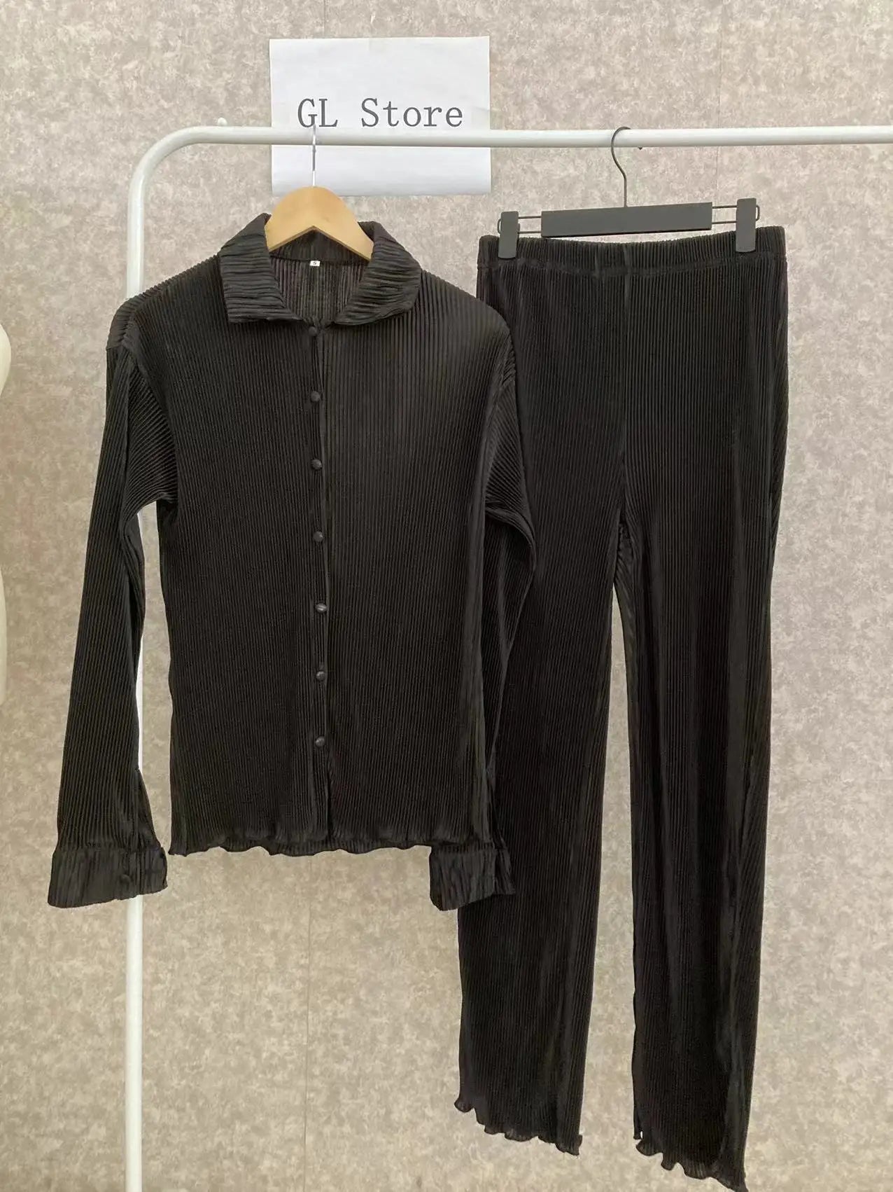 CM.YAYA Street Women's Set Long Sleeve Shirt Tops and Wide Leg Pants Elegant Tracksuit Two Piece Set Sweatsuit Fitness Outfits
