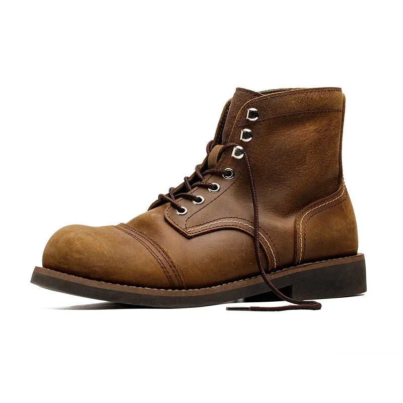 Maden First Layer Cowhide 8111 Ankle Boots Vintage Genuine Leather Paratrooper Motorcycle Boots Men's Fall Winter Casual Shoes