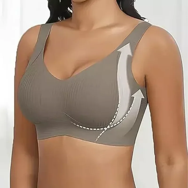 Women's Big Chest Underwear Seamless Anti-Sagging Bra Adjustable Full Cup Bra Comfortable Wireless Lingerie Summer Sports Bras
