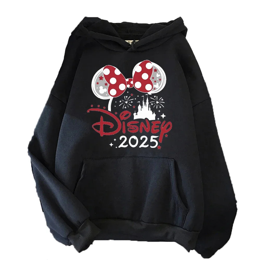 2025 Disney Mickey Minnie Family Vacation Printed Hoodie Autumn My First Disney Trip Pullover Tops Women Casual Sweatshirt