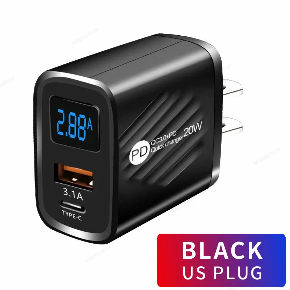 USB C Charger 20W PD Fast Charging Phone Charger Adapter For iPhone Samsung Xiaomi Huawei Quick Charge EU/US Plug Wall Charger