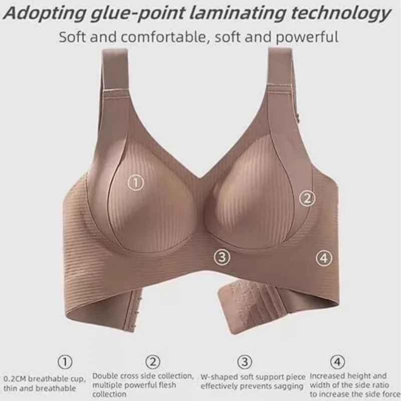 Women's Big Chest Underwear Seamless Anti-Sagging Bra Adjustable Full Cup Bra Comfortable Wireless Lingerie Summer Sports Bras