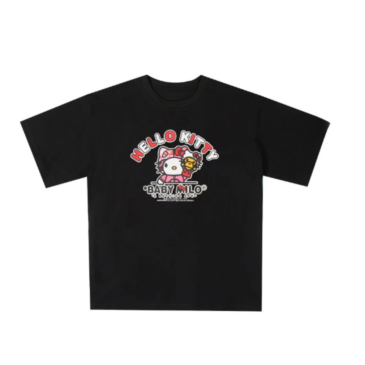 HelloKitty Sanlio Classic INS Letter Print Cotton Loose Male and Female Couple Short Sleeve T-shirt Is for Both Men and Women