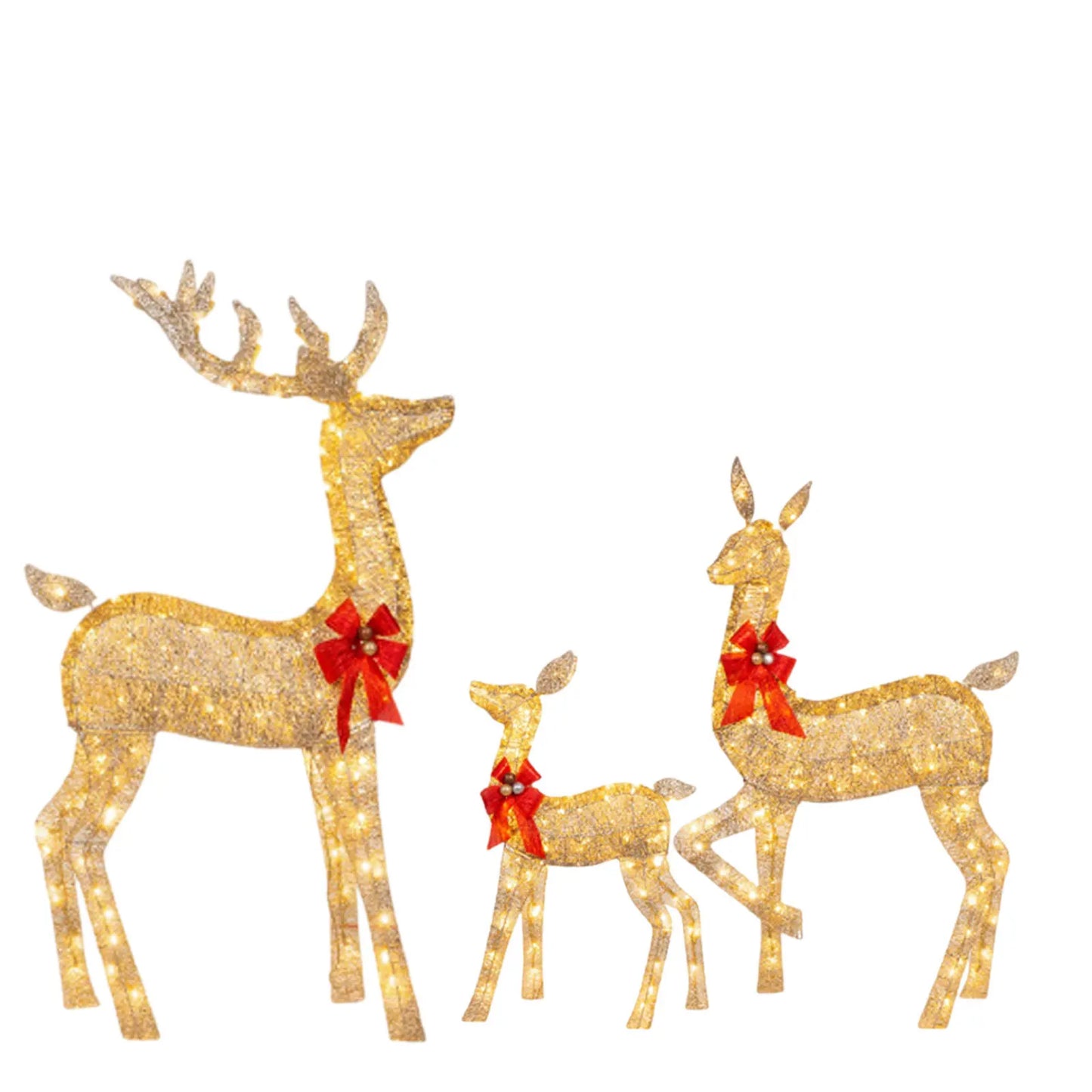 160/210 Warm White LED Lights Indoor Outdoor Large Lighted Christmas Deer Family Set Front Yard Porch Holiday Decoration