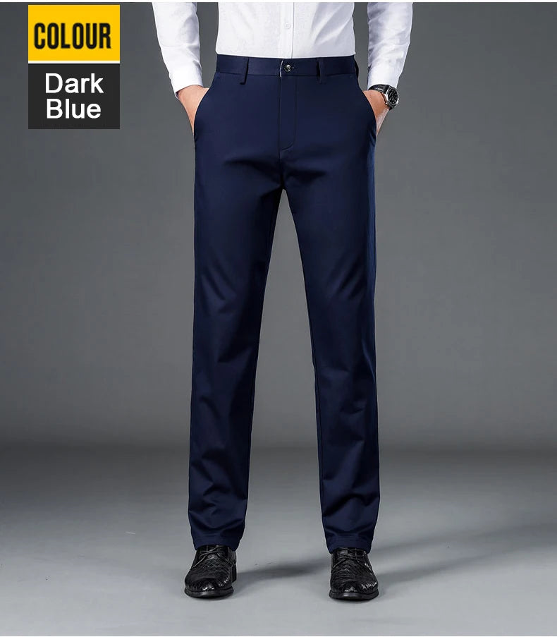 Men's straight leg office black deep blue pants